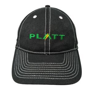 PLATT Slideback Hat Black One Size Adjustable Embroidered 6 Panel Polyester